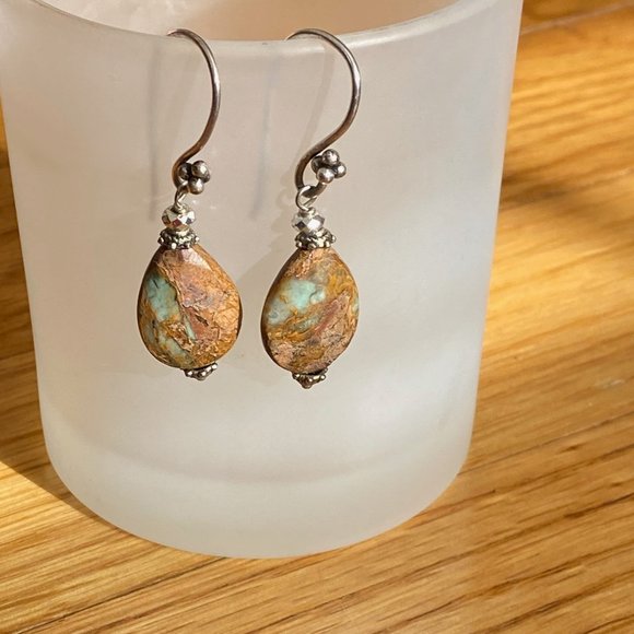 Jasper Earrings, Brown And Green Earrings, Natural Stone Earrings Boho Hippie - Picture 3 of 16